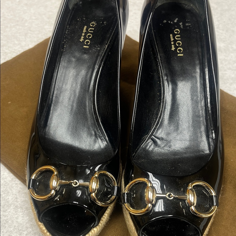 Gucci Black Espadrilles with Gold Detail